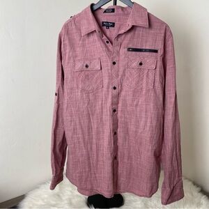 Eighty Eight Men's Button Down Shirt - red & white